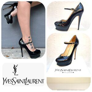 Yves Saint Laurent Black Patent Leather Heels